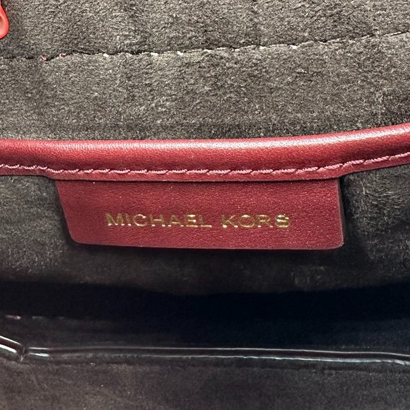 NWOT Michael Kors LILLIE Whip Stitched Leather Bag/Crossbody OXBLOOD RED PYTHON - Picture 13 of 16